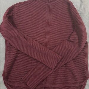 Babaton Deep Burgundy Ribbed semi Mock Turtleneck Sweater